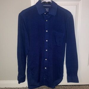 Mi Men's Deep Blue Casual Button Down Shirt